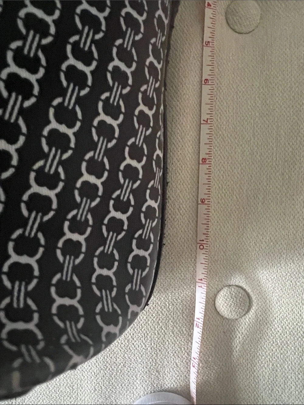 Tory Burch Black Monogram Stripe Tote with Center Plaque